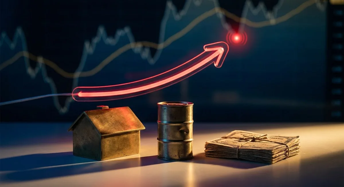 A dramatic upward-pointing arrow or yield curve graph rendered in bold red against a dark financial chart background, with a glowing "4.7%" milestone marker at its peak.