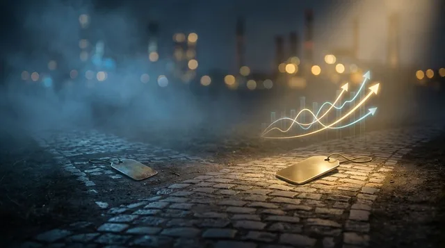 A confident investor or trader stands at a crossroads, with one path leading to a lower price tag and another to a higher one with a clear upward-trending stock chart glowing above it. The higher-priced path is bathed in bright, golden light suggesting opportunity and certainty, while the cheaper path fades into foggy uncertainty. The contrast visually captures the counterintuitive idea that paying more can actually mean buying smarter.