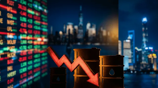 A dramatic split-screen composition showing a glowing stock market ticker display with red and green price movements, set against a dark, high-contrast background that conveys after-hours tension and urgency.