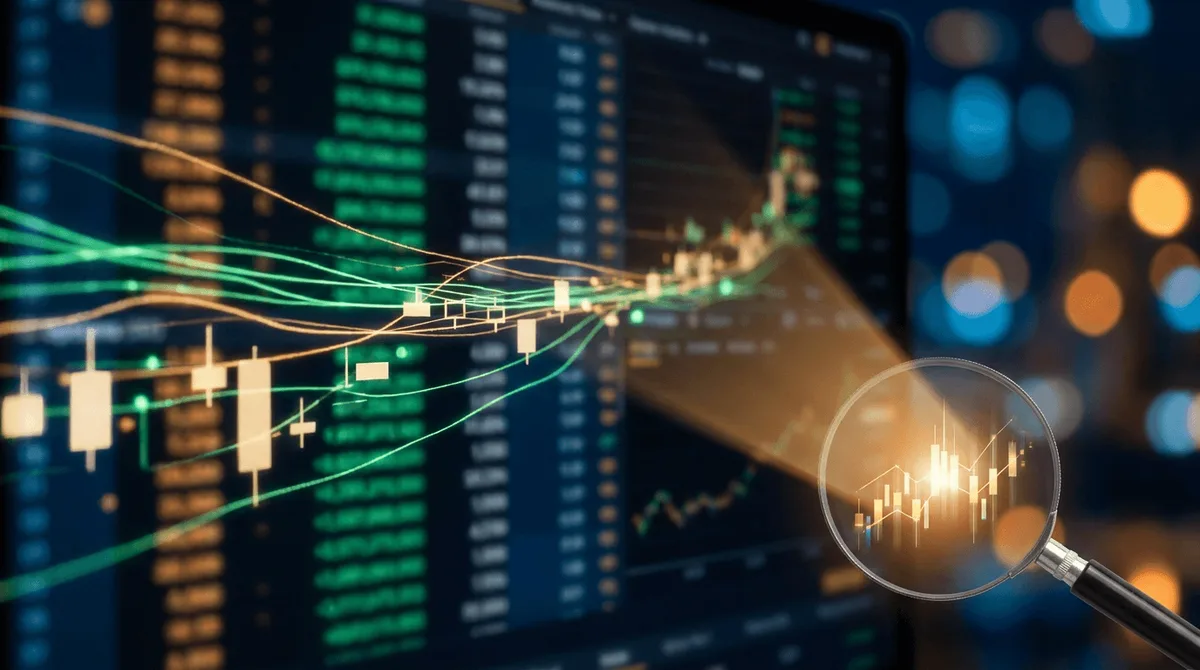 A sleek, dark-themed trading terminal screen displays cascading streams of glowing green and amber options data, with bold highlighted rows representing large institutional sweeps cutting through the noise.