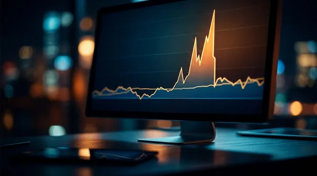A close-up shot of a stock chart on a glowing screen, where a single dramatic spike or breakout candle stands out sharply against a flat, quiet baseline of normal price action. The contrast between the calm, steady pattern and the sudden surge visually captures the "break in character" concept at the heart of the article. Dramatic lighting with deep shadows and a bright highlight on the anomalous candle would make the image instantly eye-catching as a thumbnail.