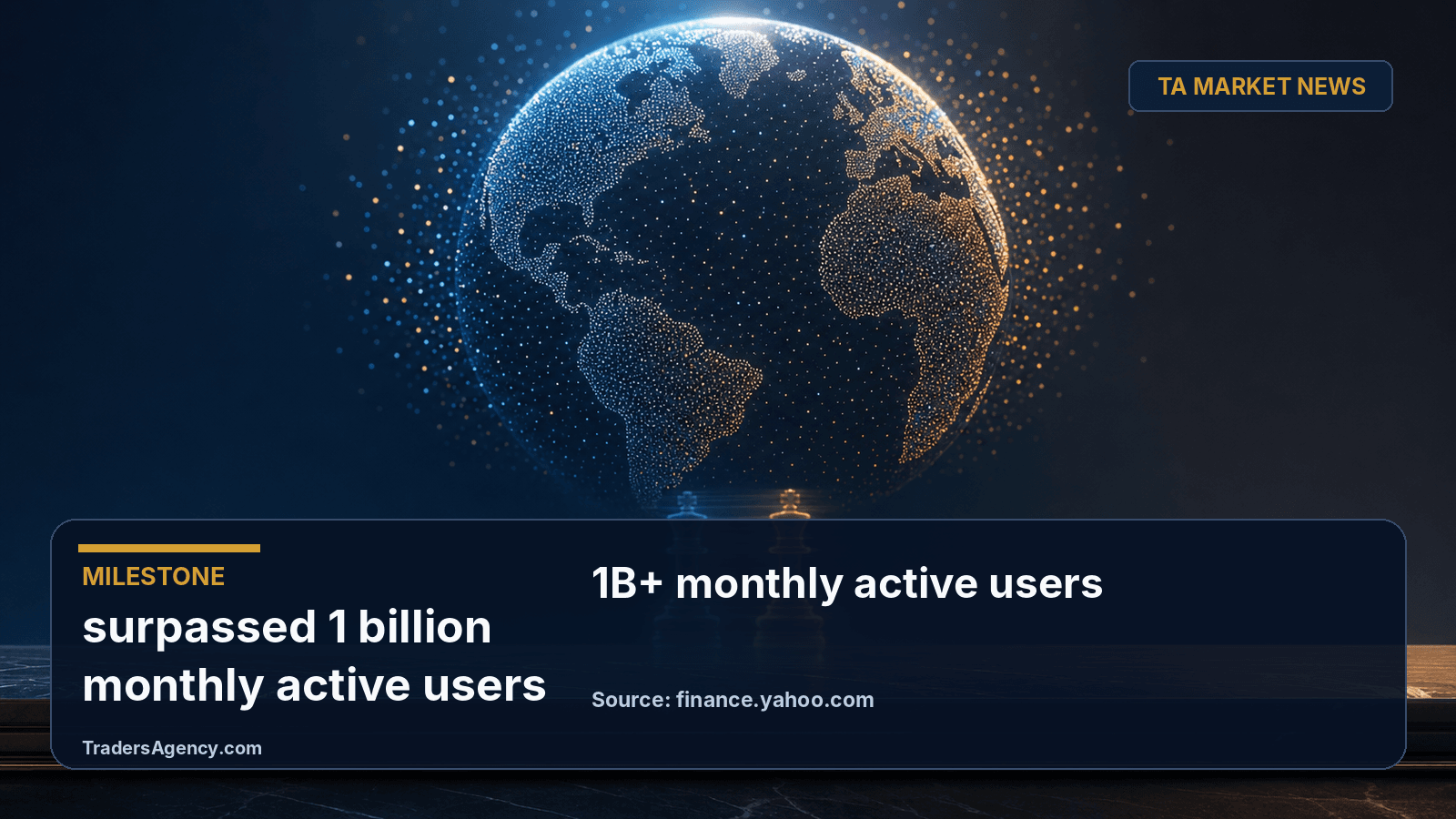 Abstract illustration of a glowing globe made of countless light points, representing Adobe surpassing 1 billion monthly active users.