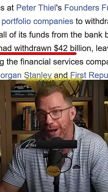 Highlighted news text stating customers had withdrawn $42 billion