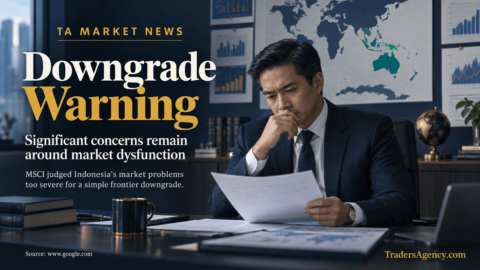 Financial analyst reviewing Southeast Asia market assessment documents