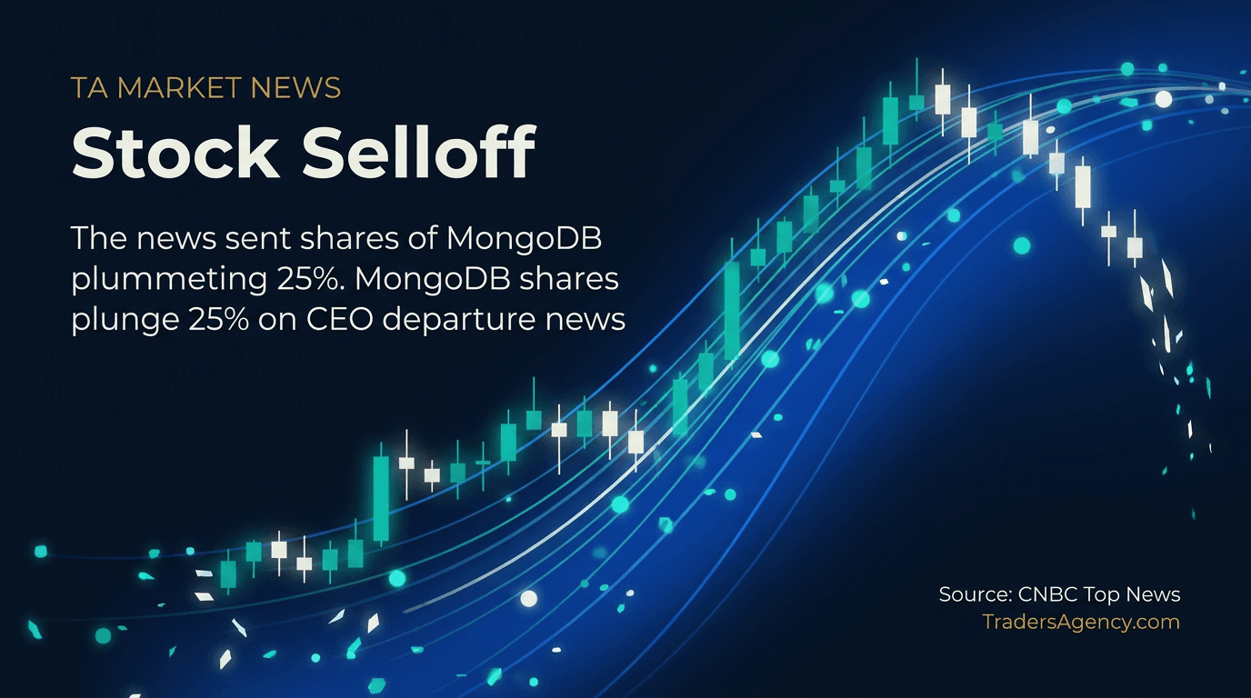 Abstract blue financial chart imagery symbolizing a sharp single-day stock price decline.