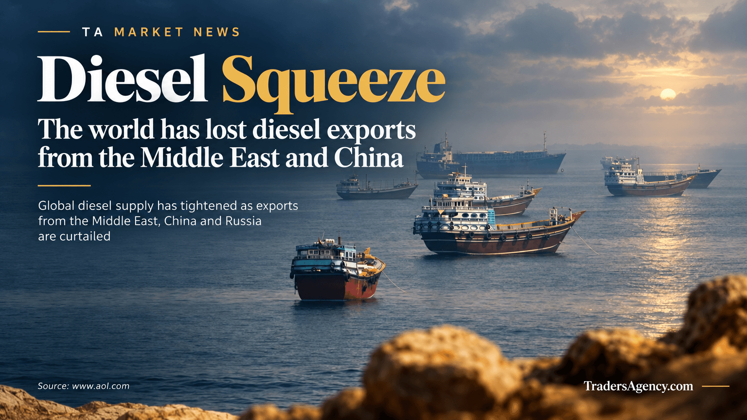 Multiple oil tankers and boats anchored offshore under a hazy sky.