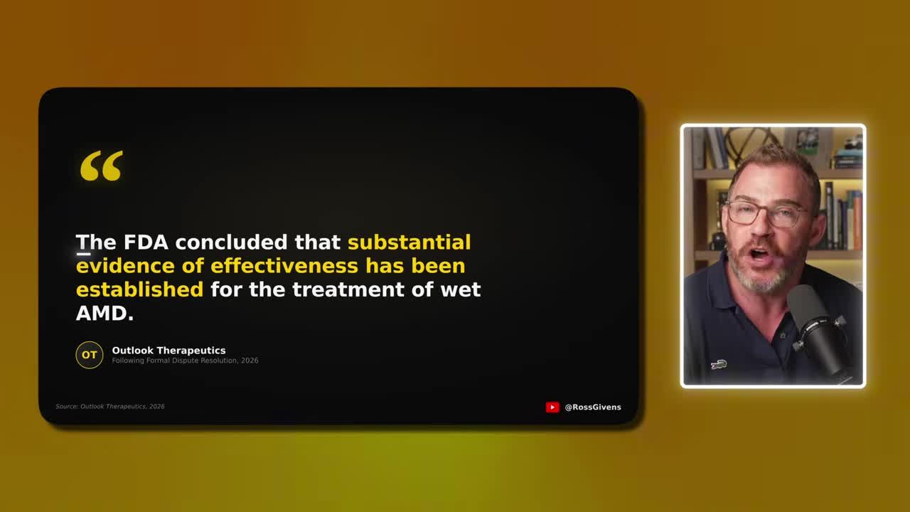 Graphic showing that the FDA's review office agreed the company showed enough evidence that the drug works, following Outlook's formal appeal in 2026