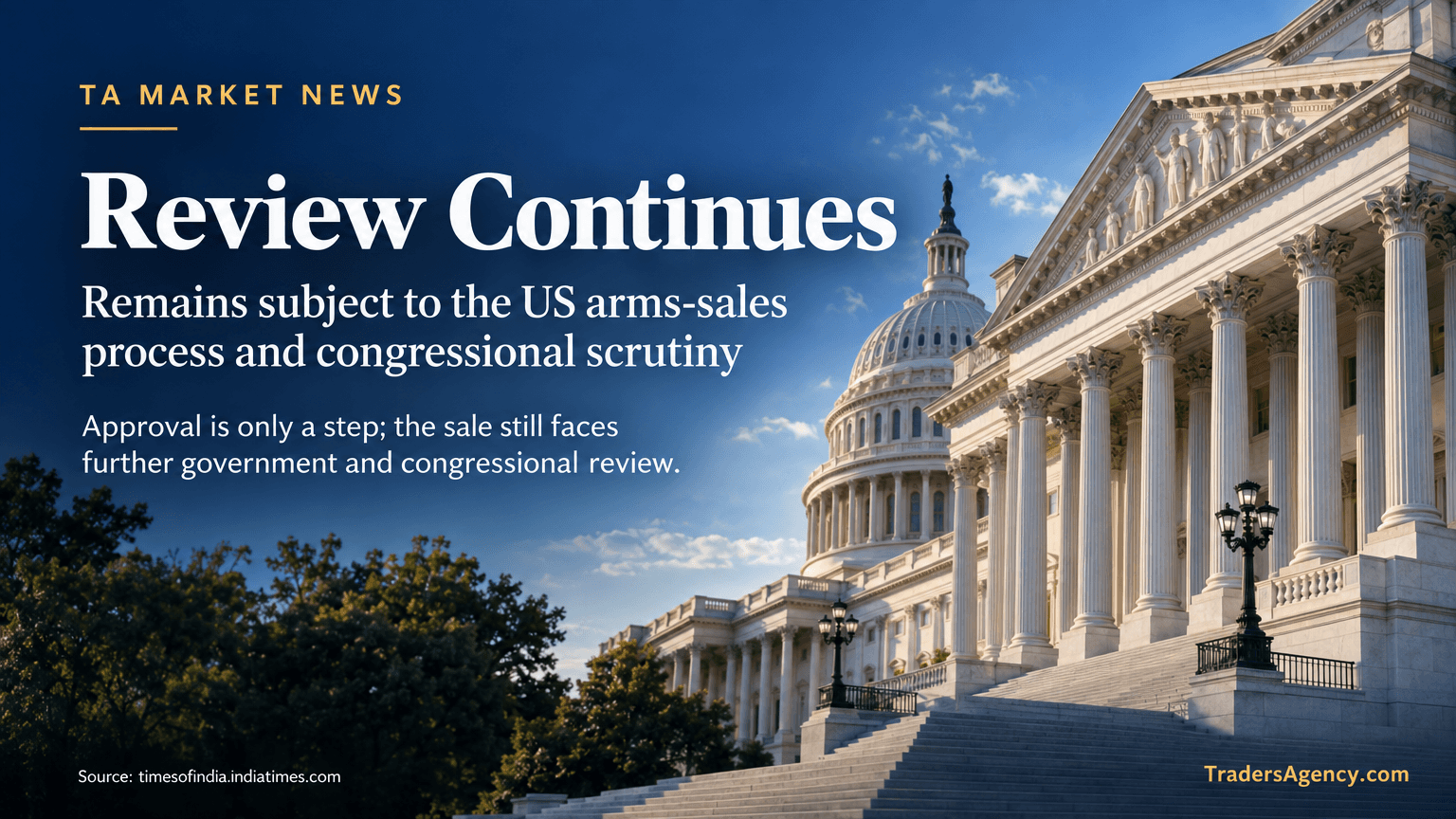 A government building representing ongoing congressional review of the arms sale.