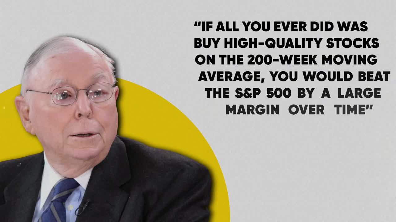 Charlie Munger quote: 'If all you ever did was buy high-quality stocks on the 200-week moving average, you would beat the S&P 500 by a large margin over time'